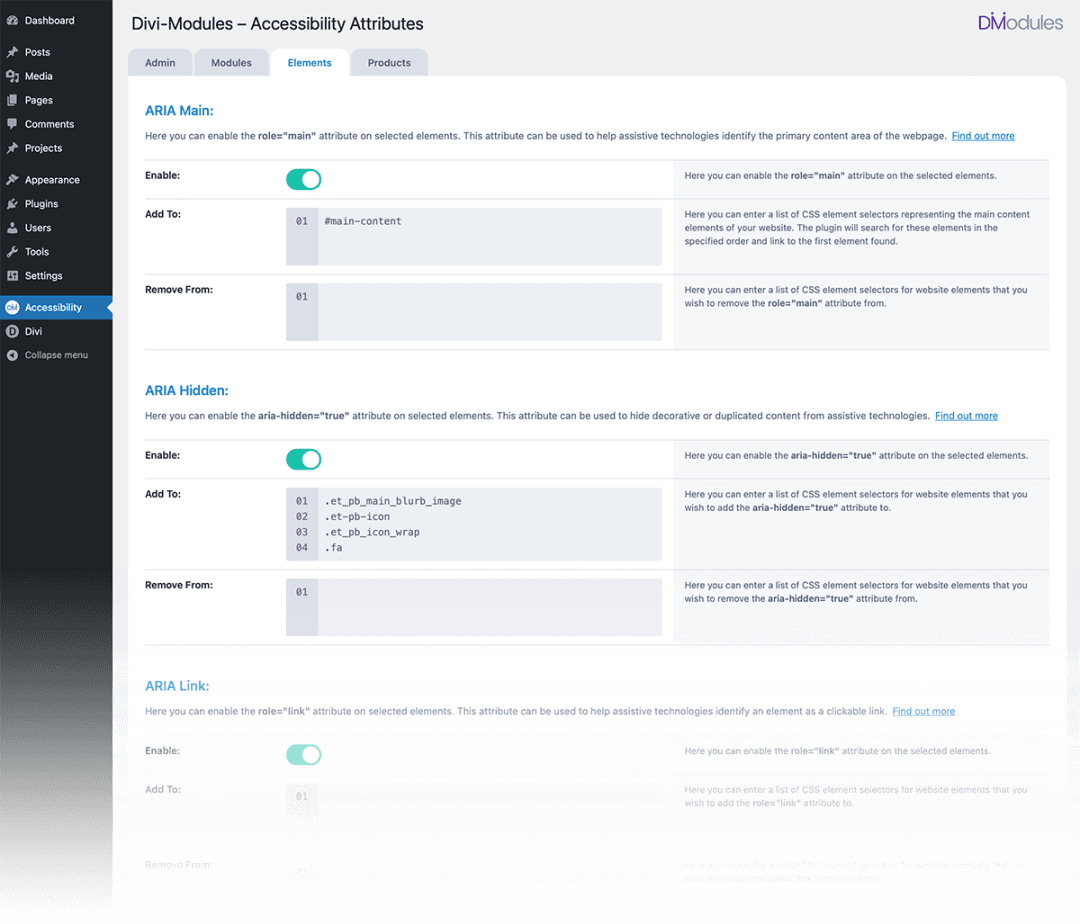 Accessibility Attributes - Divi-Modules