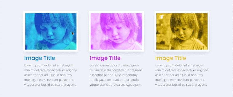 Animated gif showing image hover effects settings