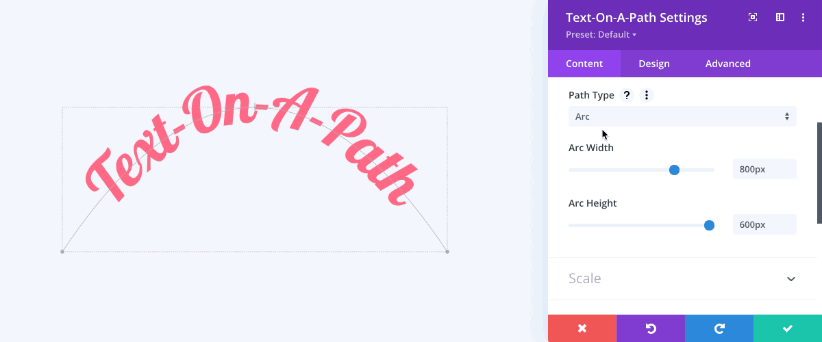 Animated gif showing path types settings