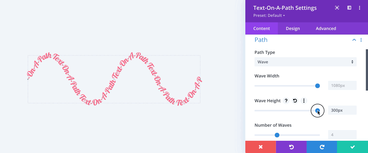 Animated gif showing wave path settings